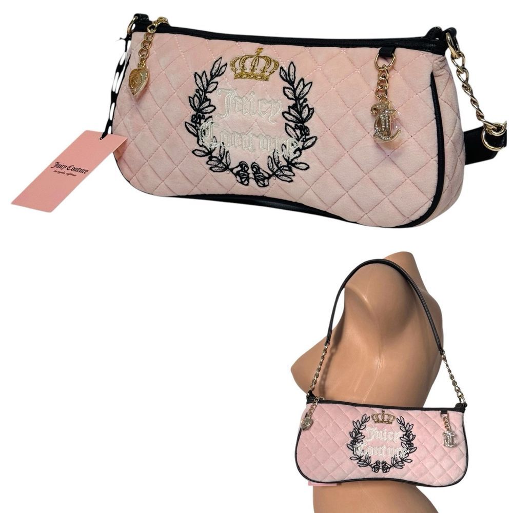 Juicy‎ Couture Royal Moment Shoulder Bag Pink Clay Gold Crystal Mini Purse
